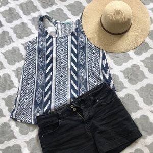 Blue/white crochet tank